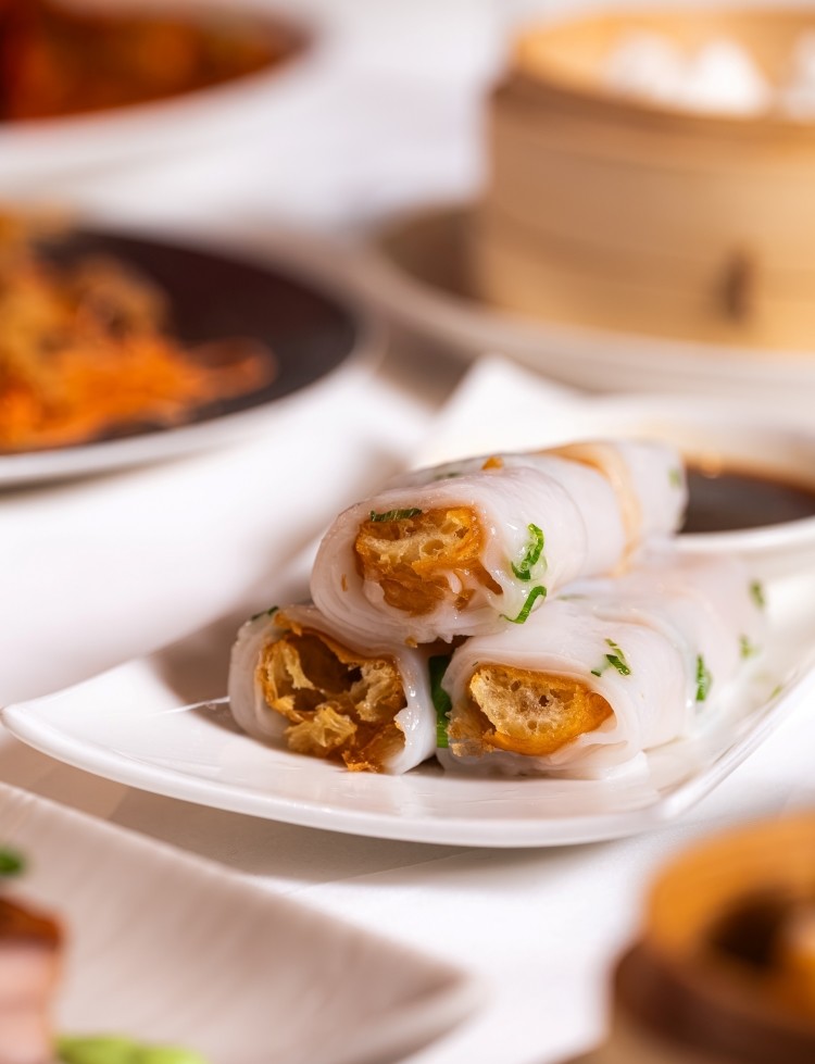 Min Jiang Authentic Dim Sum, Crispy Dough and Spring Onion Cheung Fun