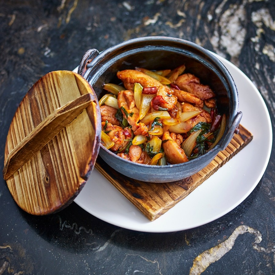 Min JIang Stir-fried Black Cod with Sweet Basil in Sanpei Sauce