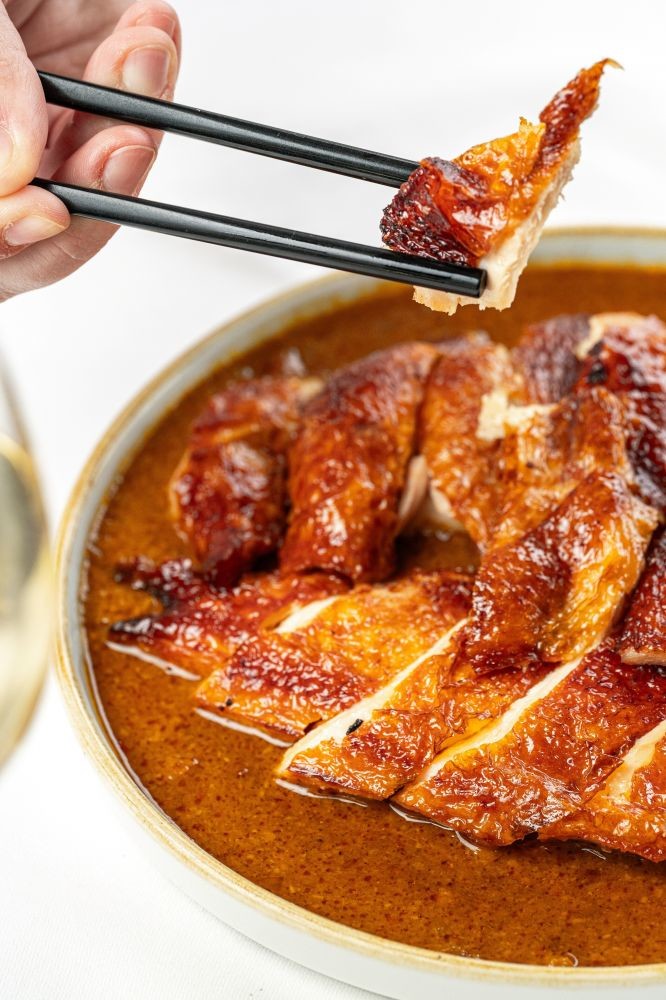 Traditional Roasted Chicken with Satay Peanut Sauce at Min Jiang